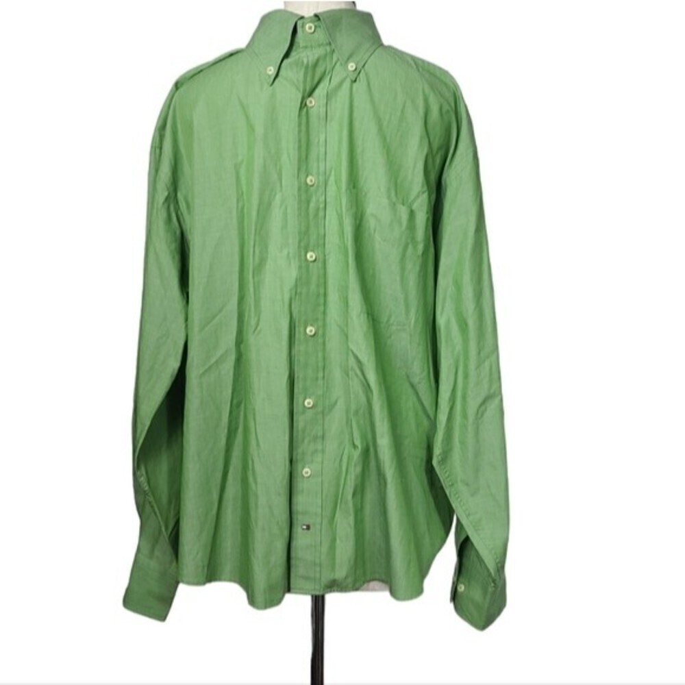 Tommy Hilfiger Green Cotton Long Sleeve Button Down Shirt XL